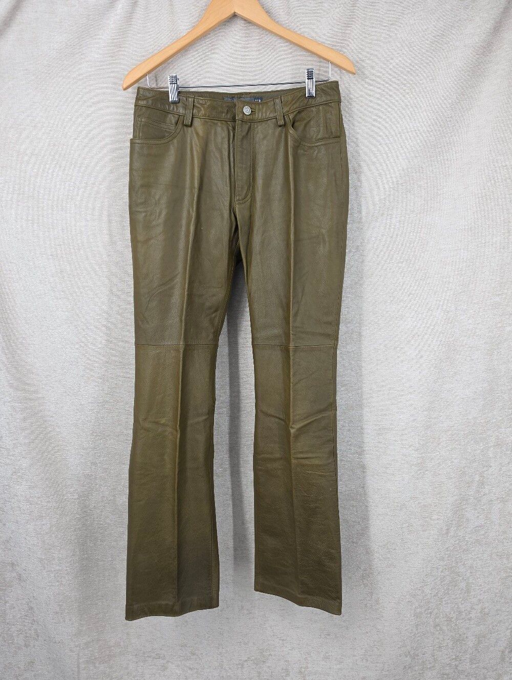 Gap Y2K Bootcut Olive Green Leather Pants